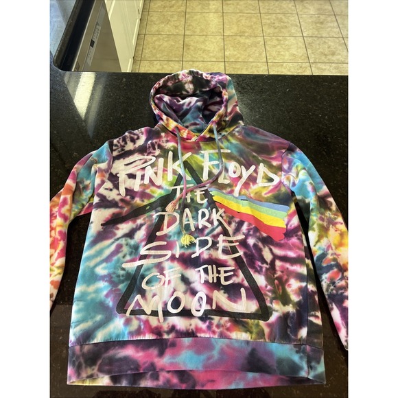 Pink Floyd Dark Side Of The Moon Tie Dye Hoodie Sz Med Concert Memorabilia Rock - Picture 1 of 6